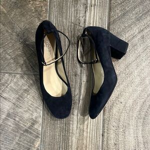 Hobbs London Black Suede leather ankle strap 2.5” heel Shoes
